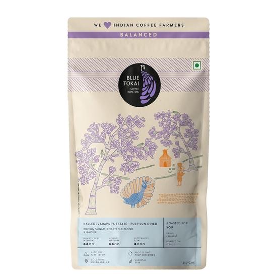 Blue Tokai Coffee Roasters Kalledevarapura Estate PSD - Средняя обжарка | Помол для домашнего эспрессо 250 г | 100% Арабика | Кофе спешелти 250GM