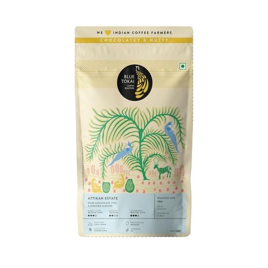 Blue Tokai Coffee Roasters Attikan Estate - Средне-темная обжарка | Помол для пуровера 1 кг | Горячий или холодный кофе | 100% зерна арабики | Спешелти кофе 1KG